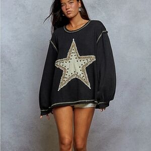 POL Premium Star Embellished Women's Top